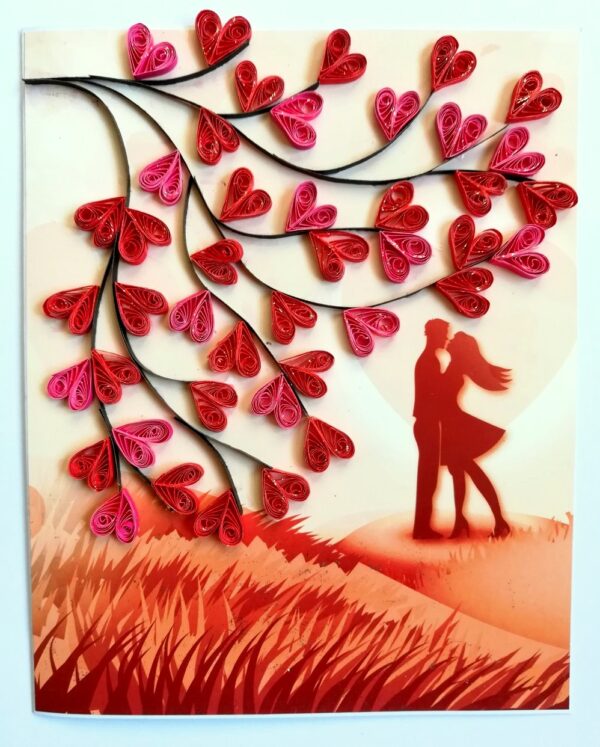 Love Tree Couple Print Quilled Greeting Card image Love Tree Couple Print Quilled Greeting Card image
