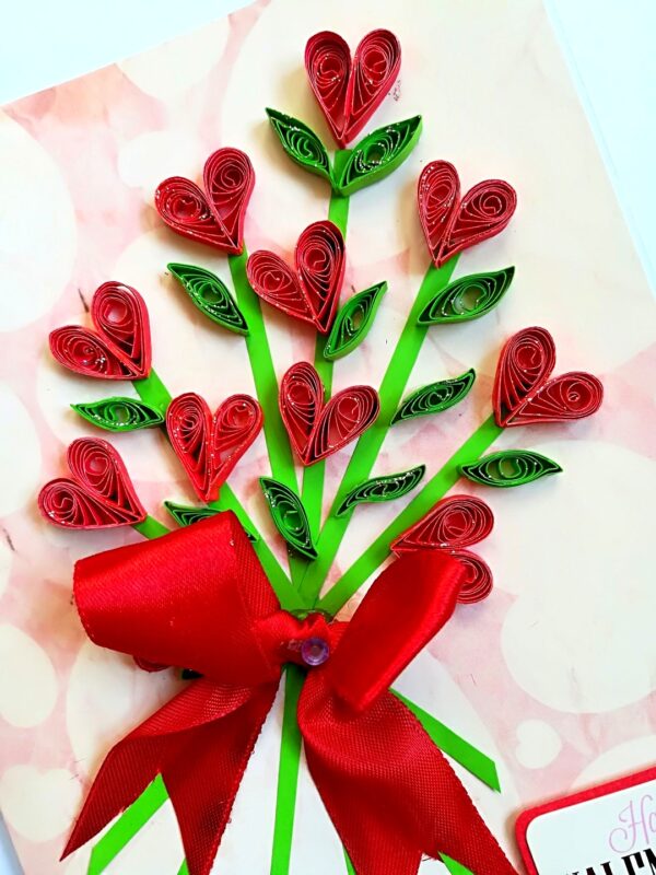 Love Hearts Valentine Day Bouquet Card Handmade image