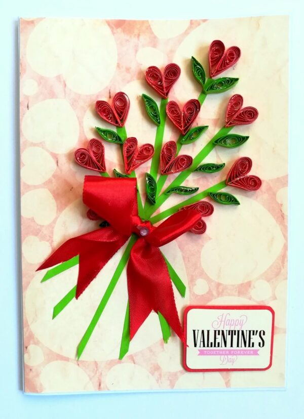 Love Hearts Valentine Day Bouquet Card Handmade image