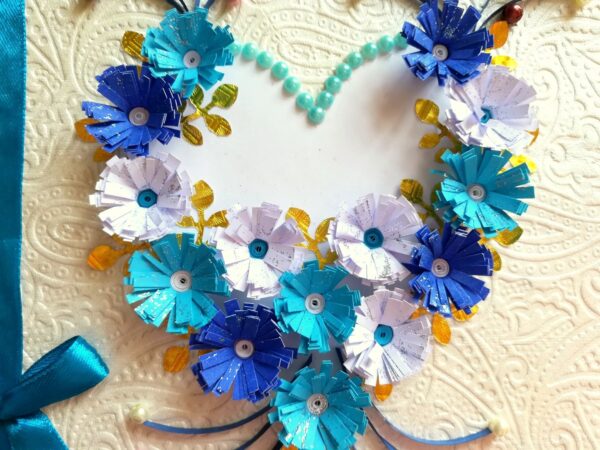 All Blues Quilled Flowers In Heart Greeting Card image All Blues Quilled Flowers In Heart Greeting Card image