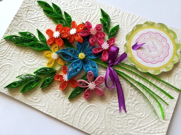 Quilled Flowers in Bouquet Greeting Card image