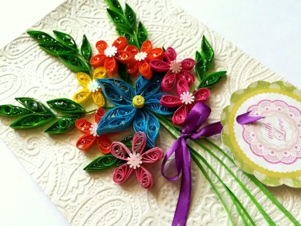 Quilled Flowers in Bouquet Greeting Card image