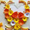 Yellow Themed Quilled Flowers in Heart Greeting Card image Yellow Themed Quilled Flowers in Heart Greeting Card image