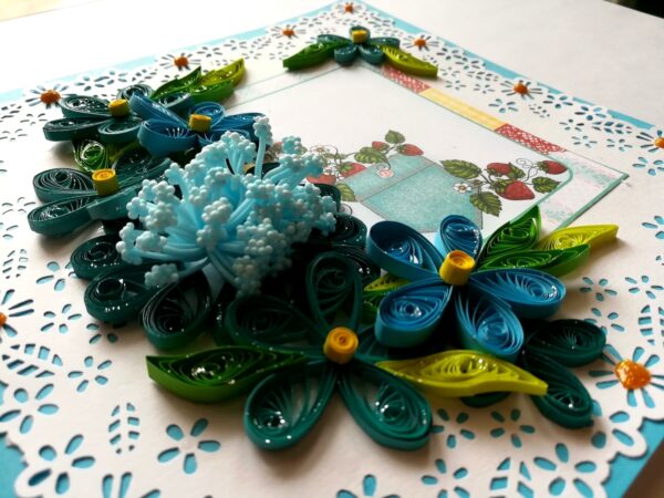 Blue Themed Quilled Flowers Greeting Card image Blue Themed Quilled Flowers Greeting Card image