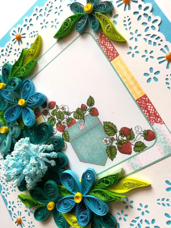 Blue Themed Quilled Flowers Greeting Card image Blue Themed Quilled Flowers Greeting Card image