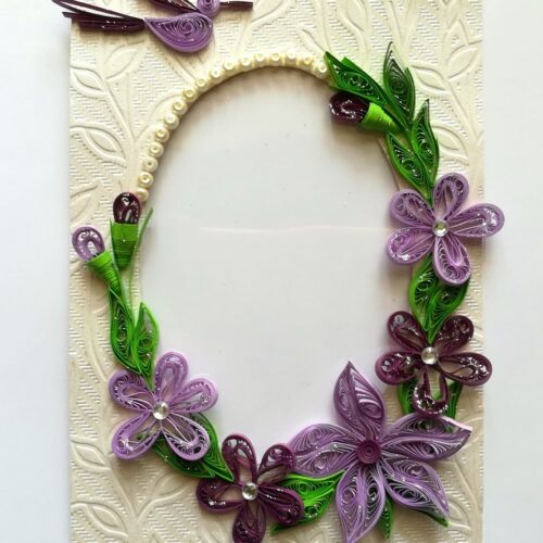Purple Themed Photo Frame Greeting Card image