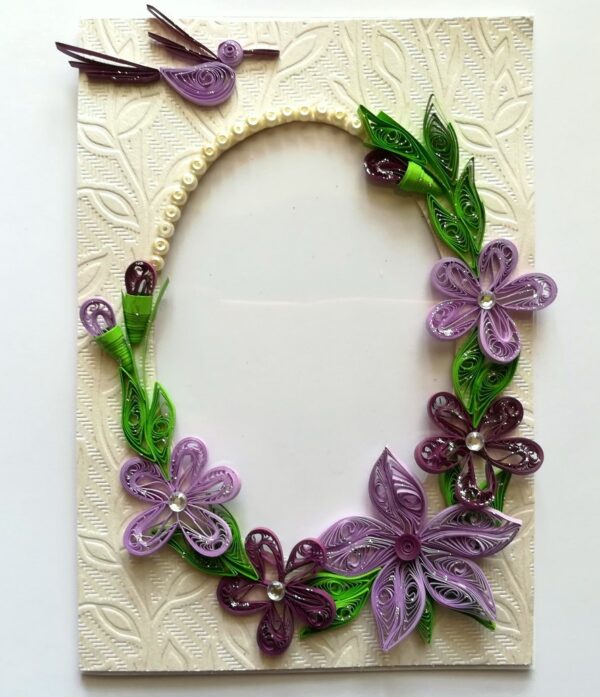 Purple Themed Photo Frame Greeting Card image