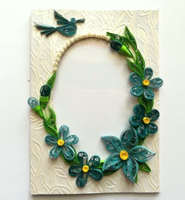 Blue Themed Photo Frame Greeting Card image