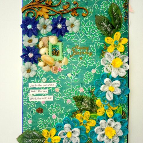 Sparkling Gorgeous Blue Themed Quilled Greeting Card image