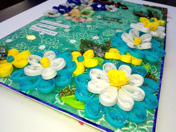 Sparkling Gorgeous Blue Themed Quilled Greeting Card image