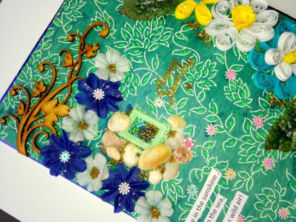 Sparkling Gorgeous Blue Themed Quilled Greeting Card image