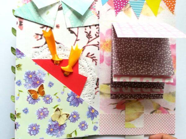 Multicolored Quilled Flowers Mini Scrapbook Greeting Card image