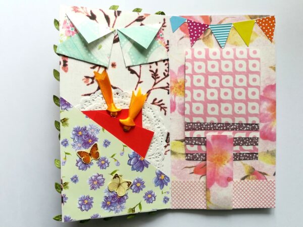 Multicolored Quilled Flowers Mini Scrapbook Greeting Card image