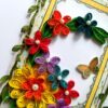 Multicolored Quilled Flowers Mini Scrapbook Greeting Card image