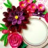 Paper Lace Border Pink Variety Flowers Greeting Card image Paper Lace Border Pink Variety Flowers Greeting Card image