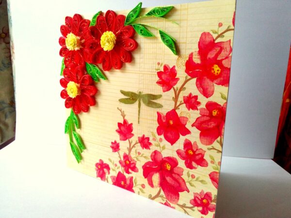Quilled Red Flowers On Glossy Print image