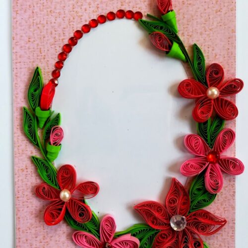 Red Themed Photo Frame Greeting Card image