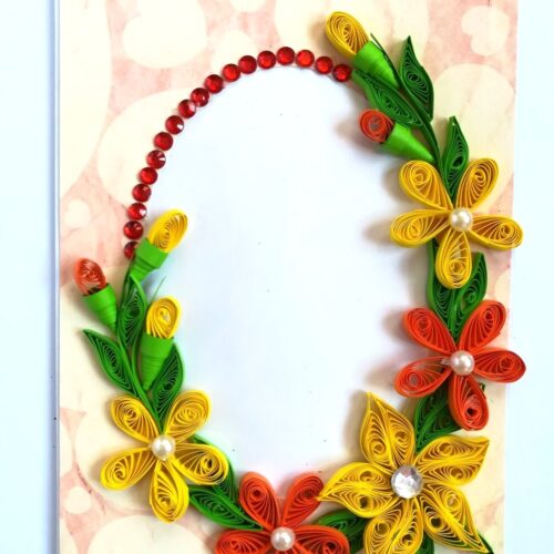 Yellow Themed Photo Frame Greeting Card image