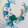 White and Blue Quilled Flowers in Heart Greeting Card image