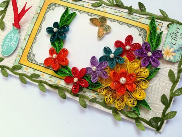 Multicolor Flowers Mini Scrapbook Greeting Card image Multicolor Flowers Mini Scrapbook Greeting Card image