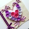 Pink and Purple Quilled Flowers in Heart Greeting Card image Pink and Purple Quilled Flowers in Heart Greeting Card image