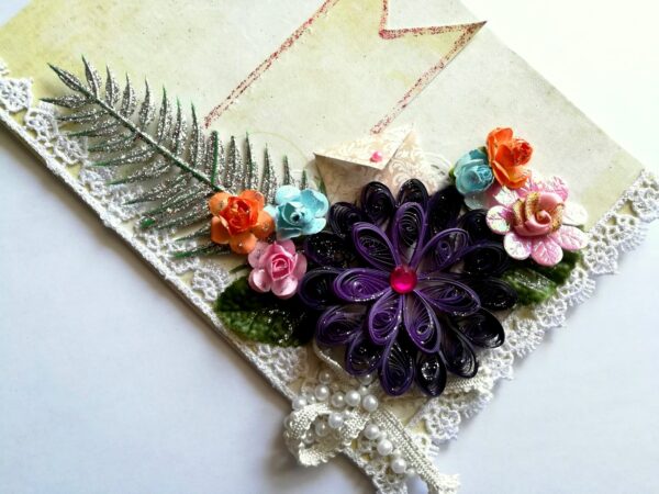 Quilled Puple Big Flower Greeting Card image