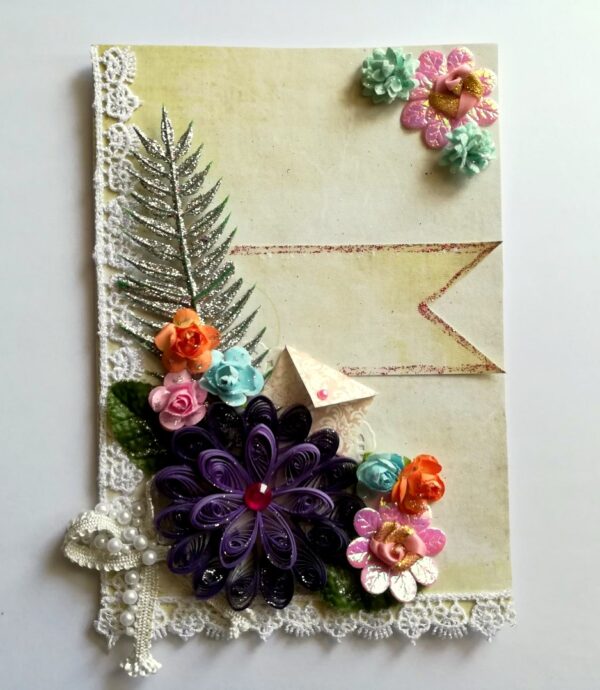 Quilled Puple Big Flower Greeting Card image