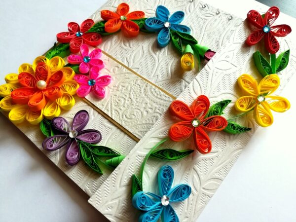 Multicolor Flowers Mini Scrapbook Greeting Card image Multicolor Flowers Mini Scrapbook Greeting Card image