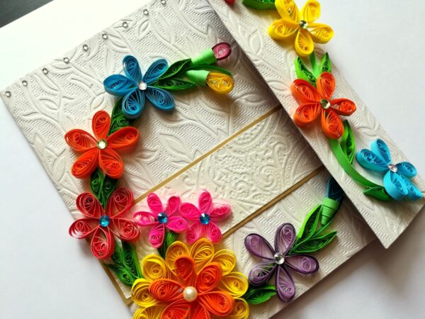 Multicolor Flowers Mini Scrapbook Greeting Card image Multicolor Flowers Mini Scrapbook Greeting Card image