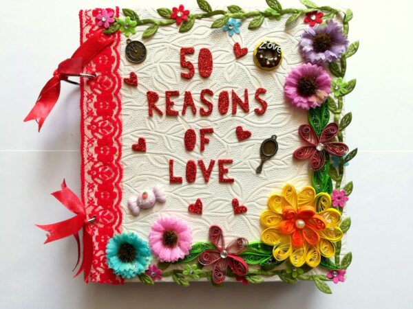 50 REASONS OF LOVE HANDMADE SCRAPBOOK image 50 REASONS OF LOVE HANDMADE SCRAPBOOK image