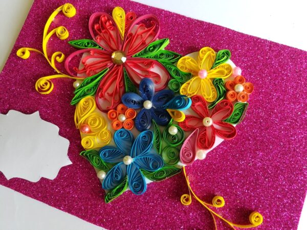 Evergreen Colorful Heart Greeting Card On Sparkling Base image