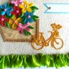 Sparkling Bicycle with Quilled Flower Basket Greeting card image
