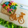 Sparkling Bicycle with Quilled Flower Basket Greeting card image