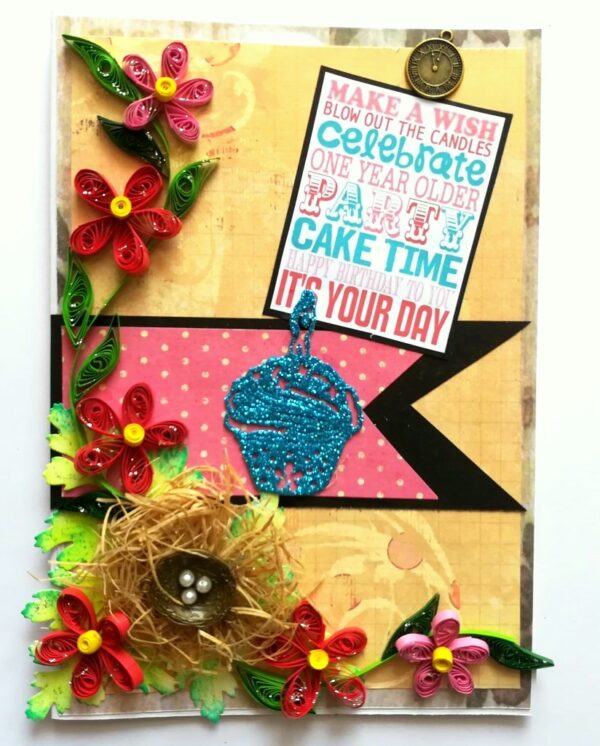 Handmade Bird Nest Birthday Greeting Card image Handmade Bird Nest Birthday Greeting Card image