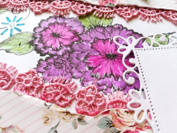 Red Quilled Flowers with Sparkling Stamped Base Greeting Card image