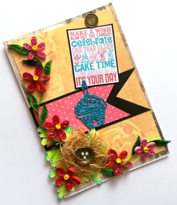 Handmade Bird Nest Birthday Greeting Card image Handmade Bird Nest Birthday Greeting Card image
