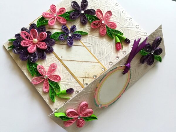 Pink and Purple Themed Mini Scrapbook Greeting Card image