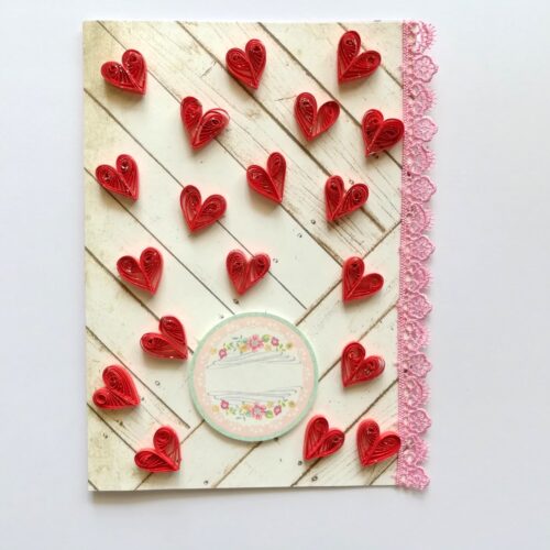 Raining Quilled Hearts Greeting Card image