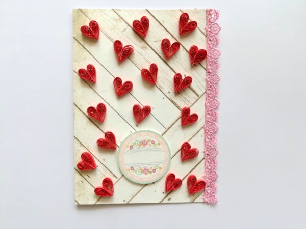 Raining Quilled Hearts Greeting Card image