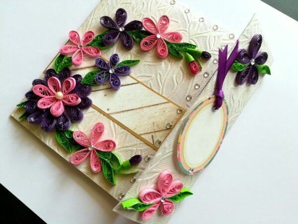 Pink and Purple Themed Mini Scrapbook Greeting Card image