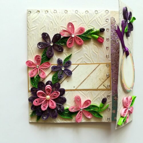 Pink and Purple Themed Mini Scrapbook Greeting Card image