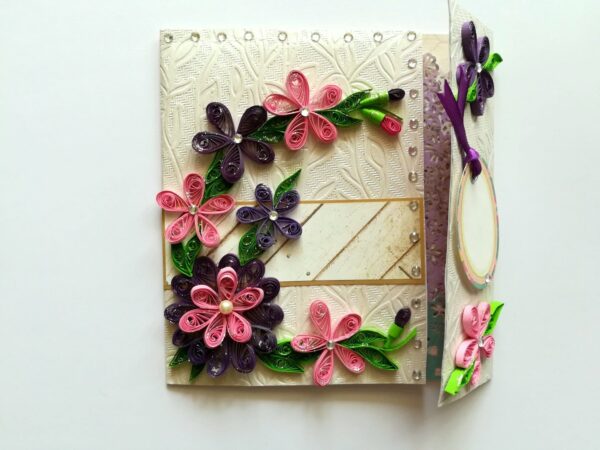 Pink and Purple Themed Mini Scrapbook Greeting Card image