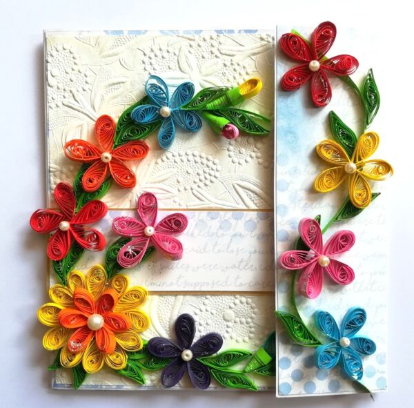 Multicolor Flowers Mini Scrapbook Greeting Card image