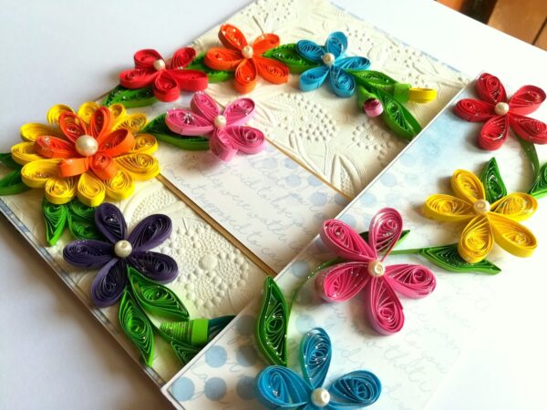 Multicolor Flowers Mini Scrapbook Greeting Card image