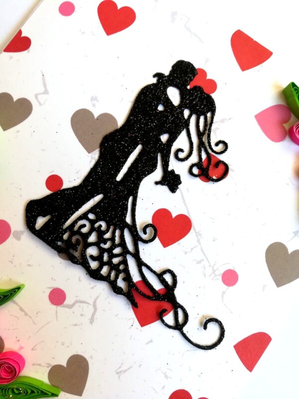 Pink Quilling Flowers Corner Love Greeting Card image