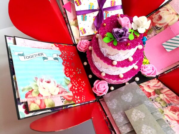 Floral Handmade Happy Birthday Explosion Box image Floral Handmade Happy Birthday Explosion Box image