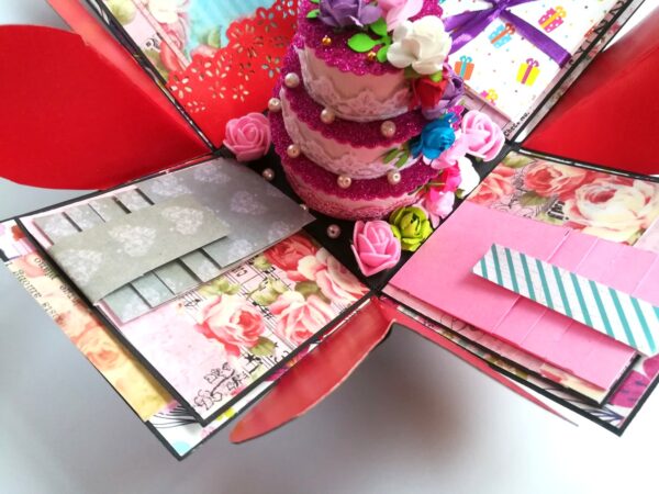 Floral Handmade Happy Birthday Explosion Box image Floral Handmade Happy Birthday Explosion Box image