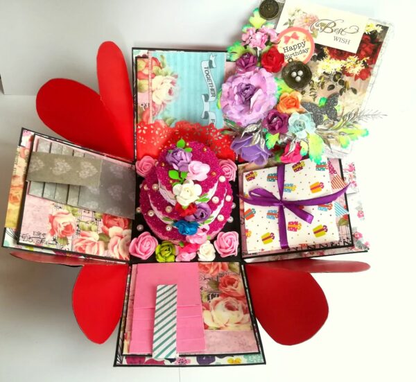Floral Handmade Happy Birthday Explosion Box image Floral Handmade Happy Birthday Explosion Box image