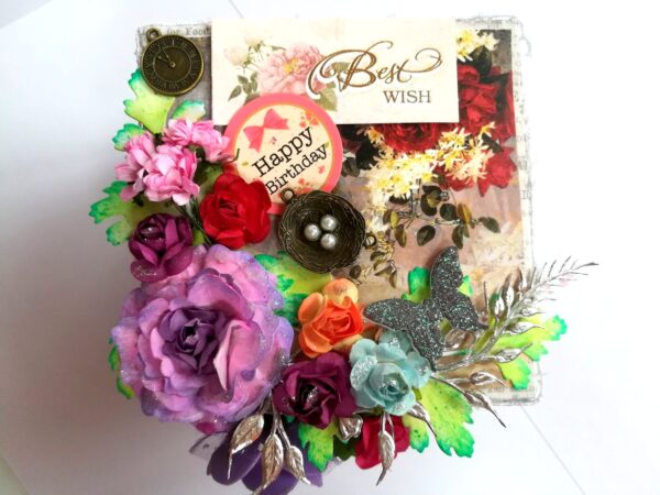 Floral Handmade Happy Birthday Explosion Box image Floral Handmade Happy Birthday Explosion Box image