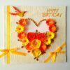 Yellow Themed Quilled Flowers in Heart Greeting Card image Yellow Themed Quilled Flowers in Heart Greeting Card image